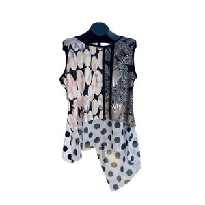 Tango Mango Asymmetrical Polka Dots Polyester NWT Top Size XL
